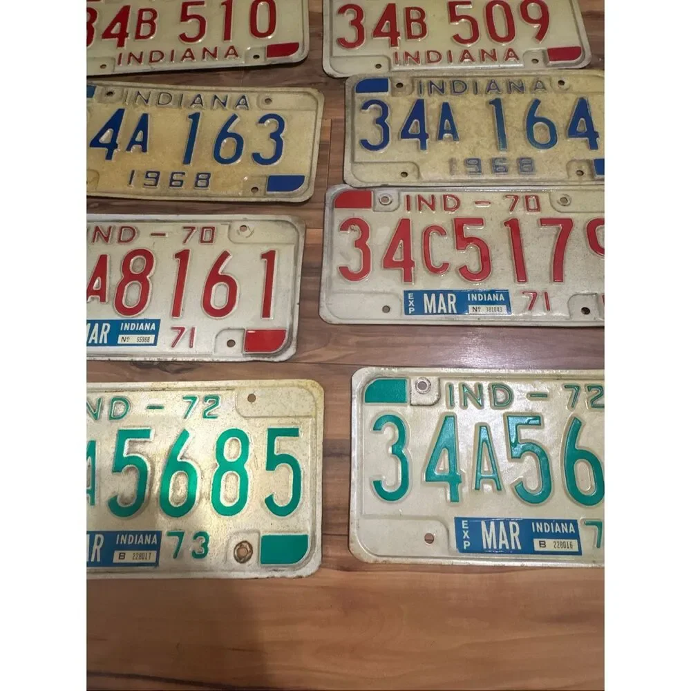 Lot of 11 Vintage Indiana License Plates 1957 1959 1962 1967 1968 1970 1972